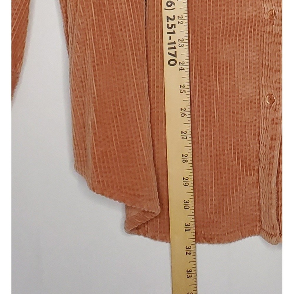 Mainstreet Blues Corduroy Button Shirt Womens 3X Orange Long Sleeve Shacket - Picture 7 of 8